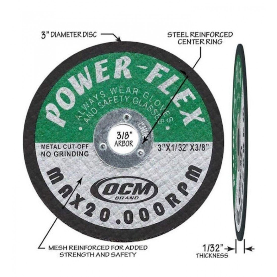 5 Τεμάχια Τροχός Κοπής Μετάλλου 76mm για Χάλυβα & Σιδηρούχα Μέταλλα Power-Flex